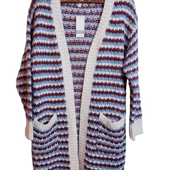 Striped Knit Open Front Cardigan - Picture 4 of 12